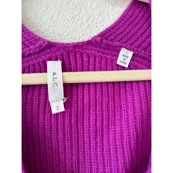 A.L.C. Violet Deep V-Neck Long Sleeve Boxy Crop Sweater XS - Picture 9 of 14